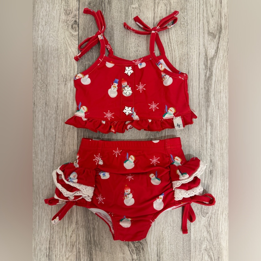 Love + Grow 12 months snowman holiday bikini